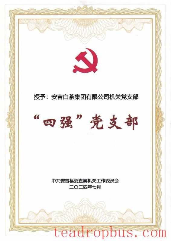White Tea Group's Party Branch Honored as One of the First Batch of County-Level 'Four Strengths' Party Branches-1