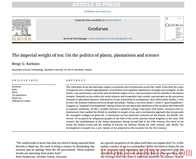 The Imperial Weight of Tea: On the Politics of Plants, Plantations, and Science-1
